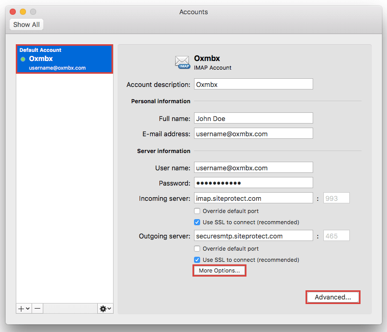 setting up imap email on outlook for mac